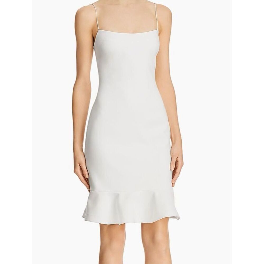 LIKELY Women’s White Banks Ruffle Hem Mini Dress Size 4